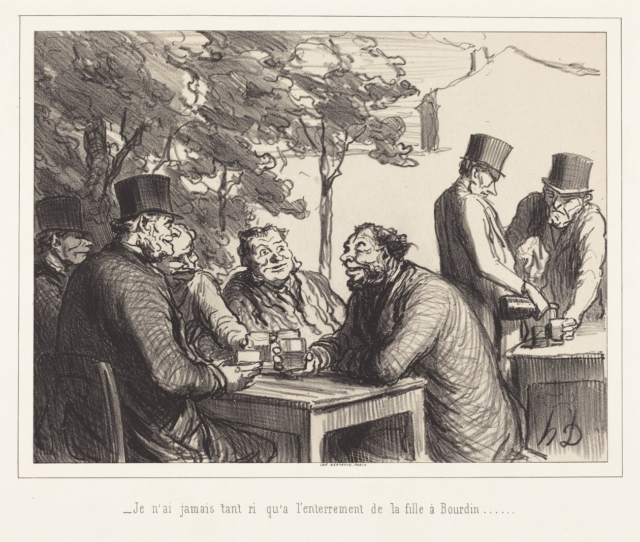 En ole koskaan nauranut niin paljon kuin Bourdinin tyttären hautajaisissa... tekijältä Honoré Daumier