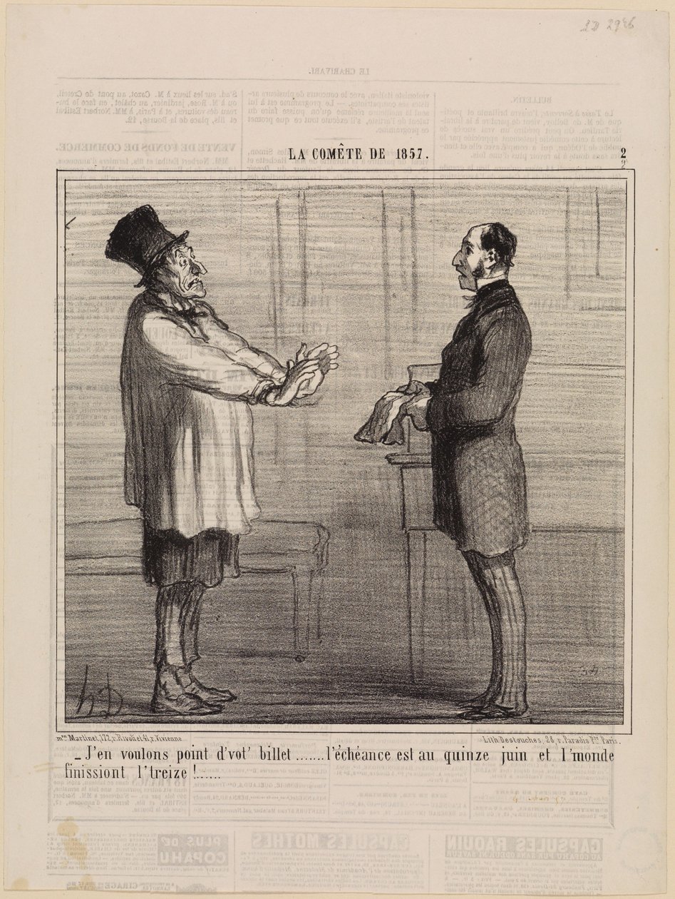 Emme tahdo teidän seteliänne (Vuoden 1857 komeetta, lehti 2) tekijältä Honoré Daumier