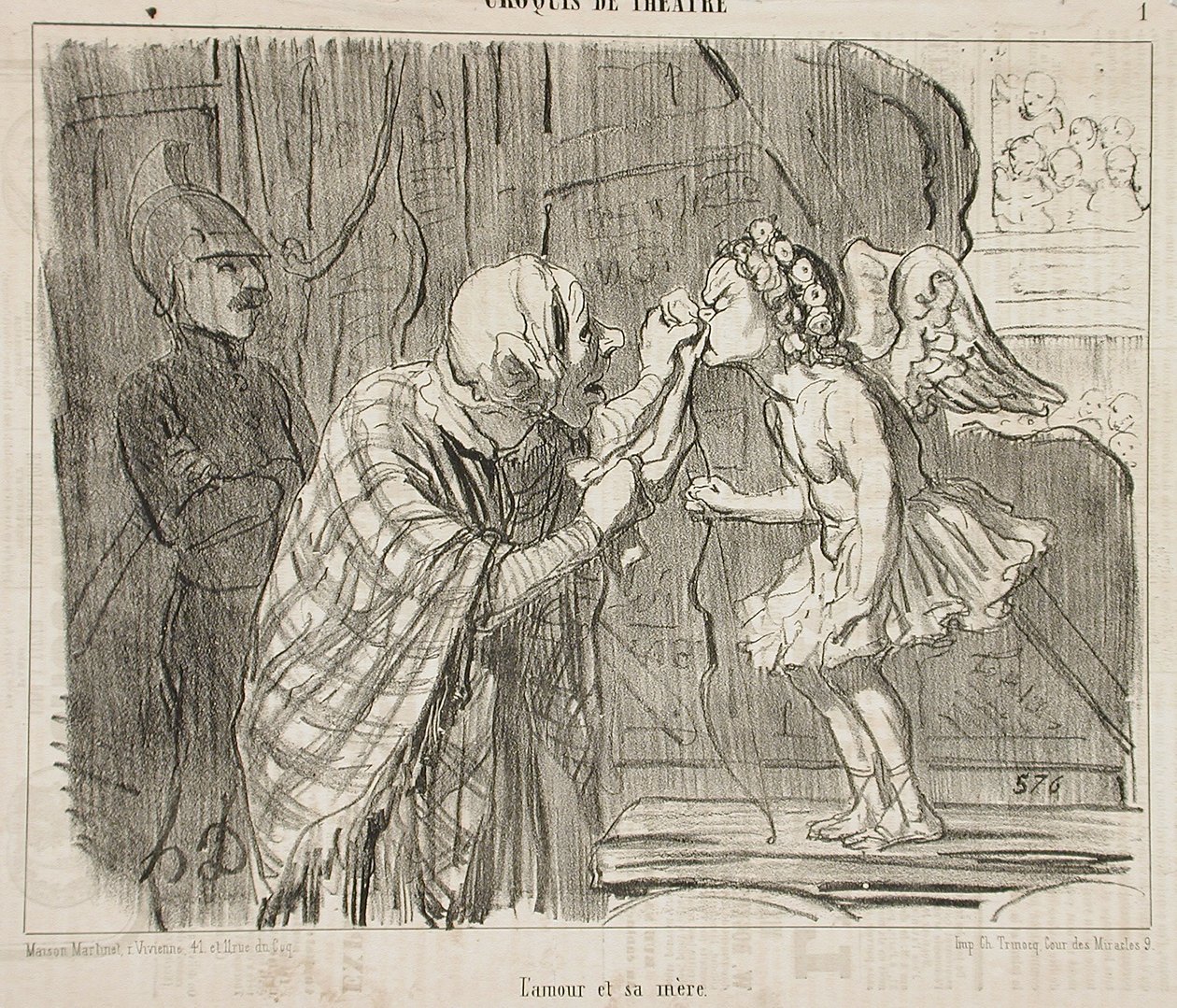 Amor ja hänen äitinsä tekijältä Honoré Daumier