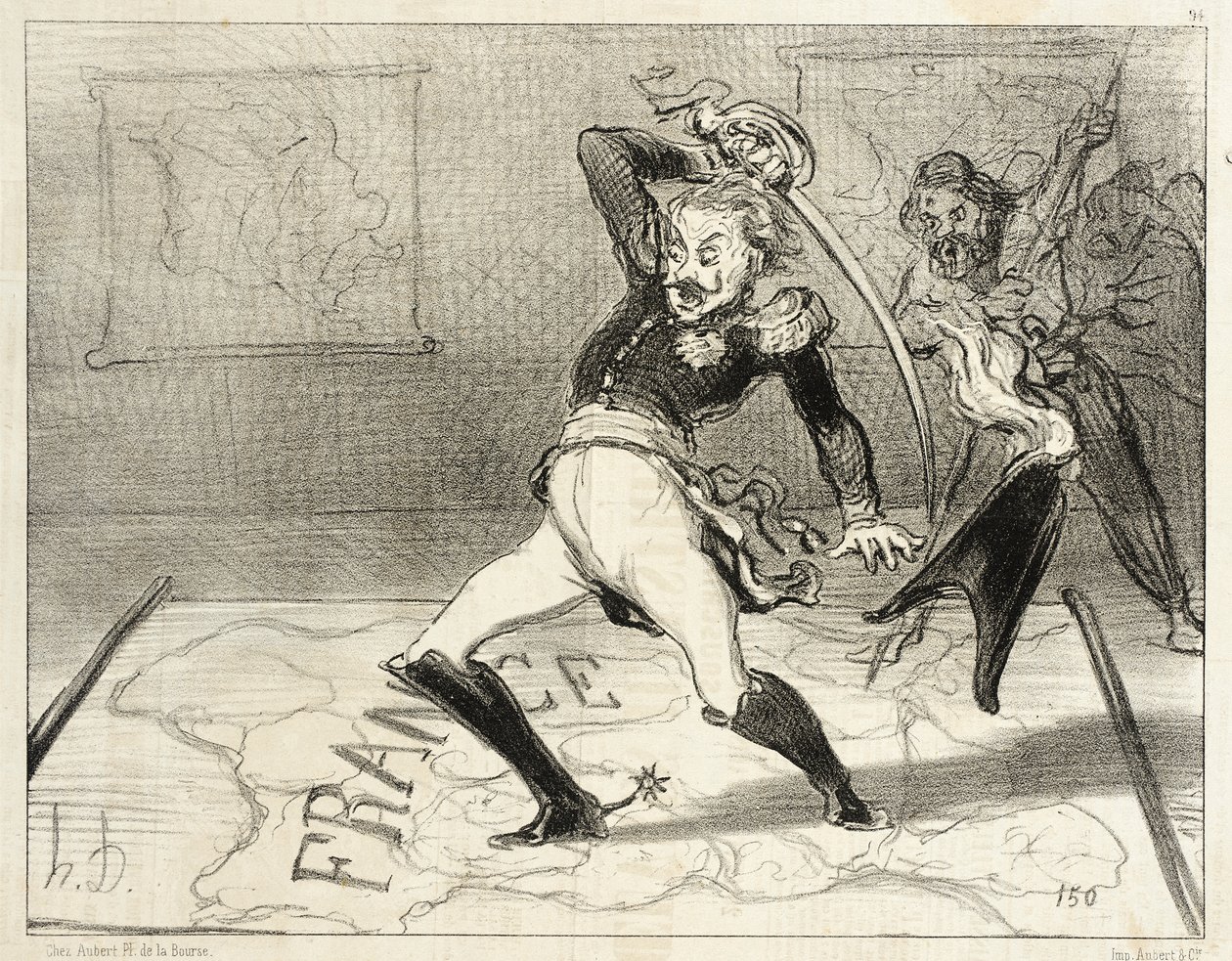 Keisari Nikolai työskentelemässä työhuoneessaan tekijältä Honoré Daumier