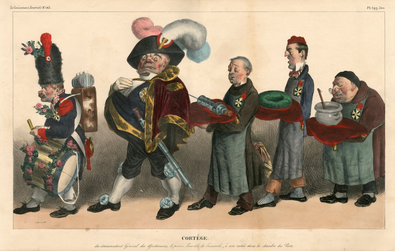 Poliittinen karikatyyri (1830), satiirinen väreissä tekijältä Honoré Daumier