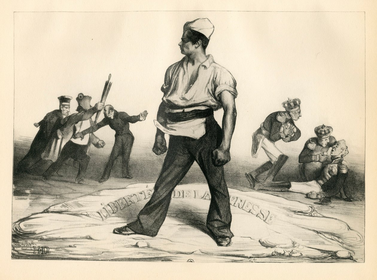 La Caricature (1830) Poliittinen, satiirinen mustavalkoinen tekijältä Honoré Daumier