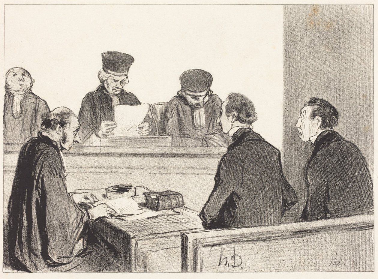 Tuomioistuin päätti neuvottelun... tekijältä Honoré Daumier