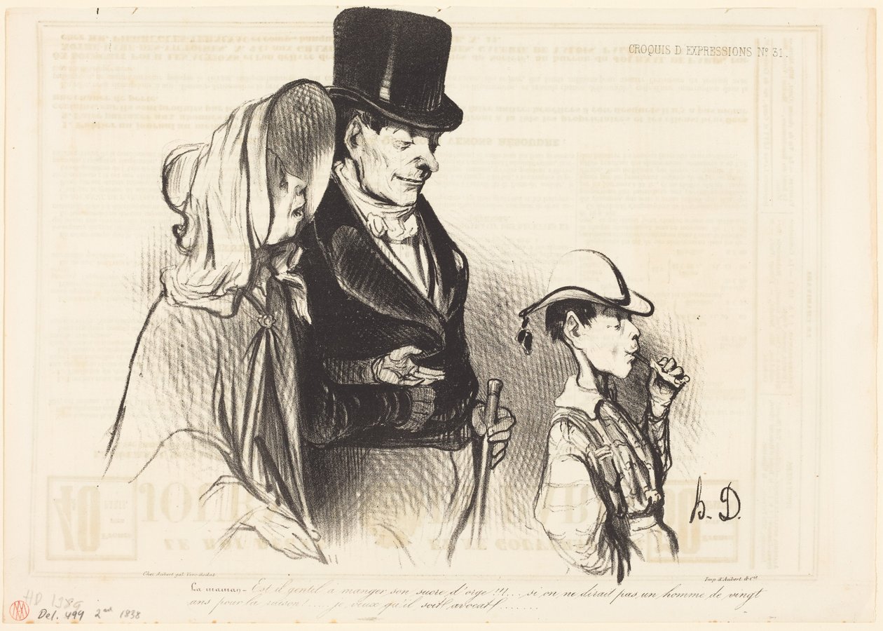 Äiti – Onpa hän kiltti, kun syö sokeritikkuaan!... tekijältä Honoré Daumier