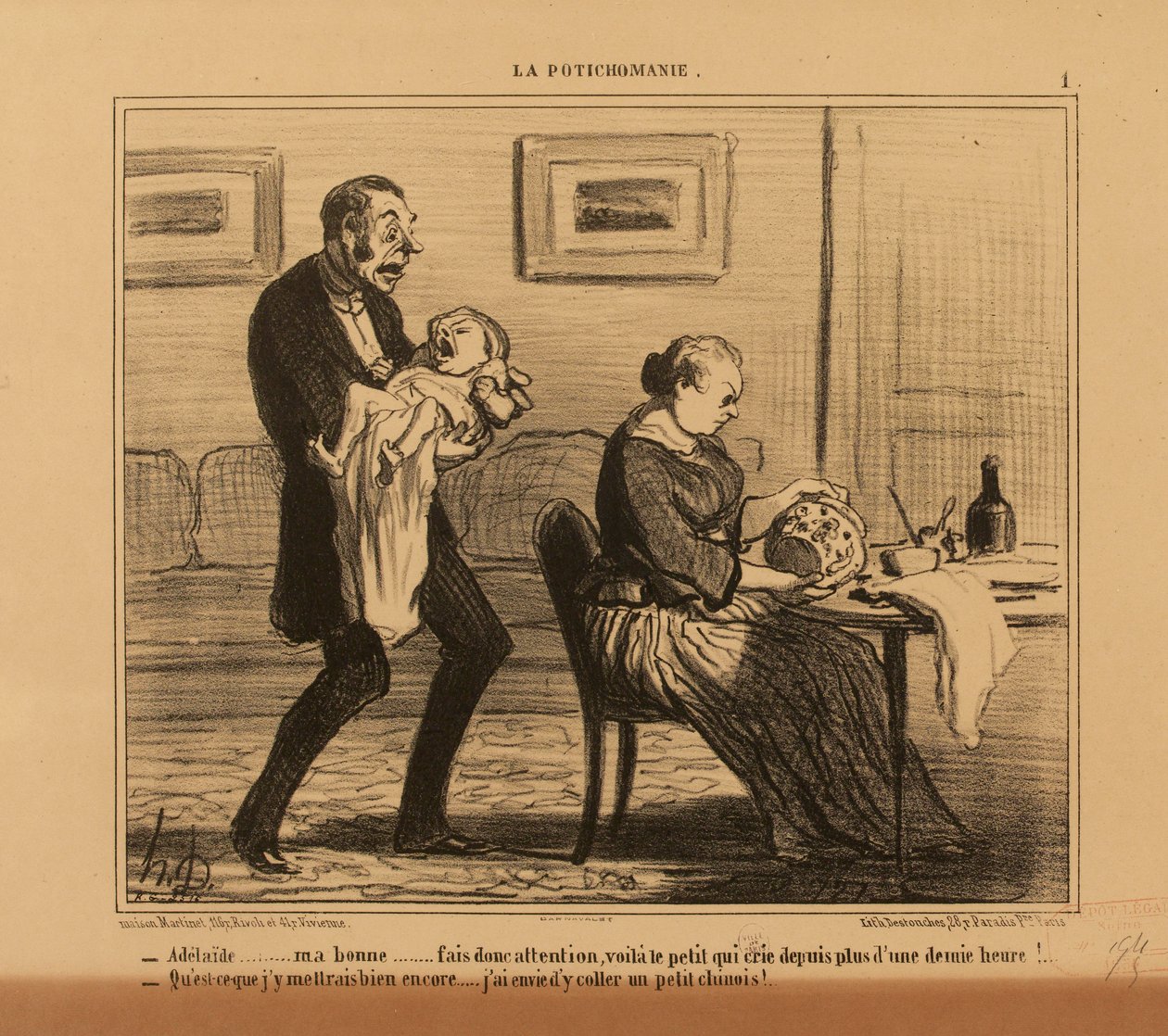 Die Potichomanie Nr. 1: - Adélaïde,... meine Gute... pass doch auf... tekijältä Honoré Daumier