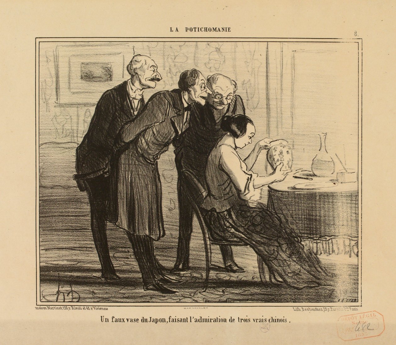 Potichomania nro 8: Väärennetty japanilainen maljakko, joka herättää ... ihailua tekijältä Honoré Daumier