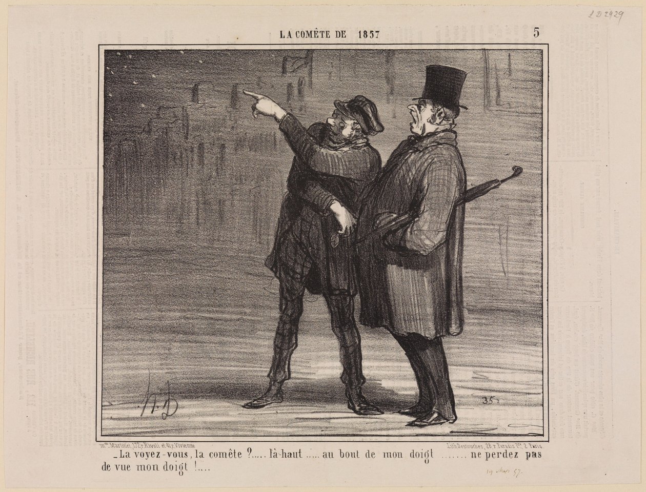 Näetkö sen, komeetan (Vuoden 1857 komeetta, lehti 5) tekijältä Honoré Daumier