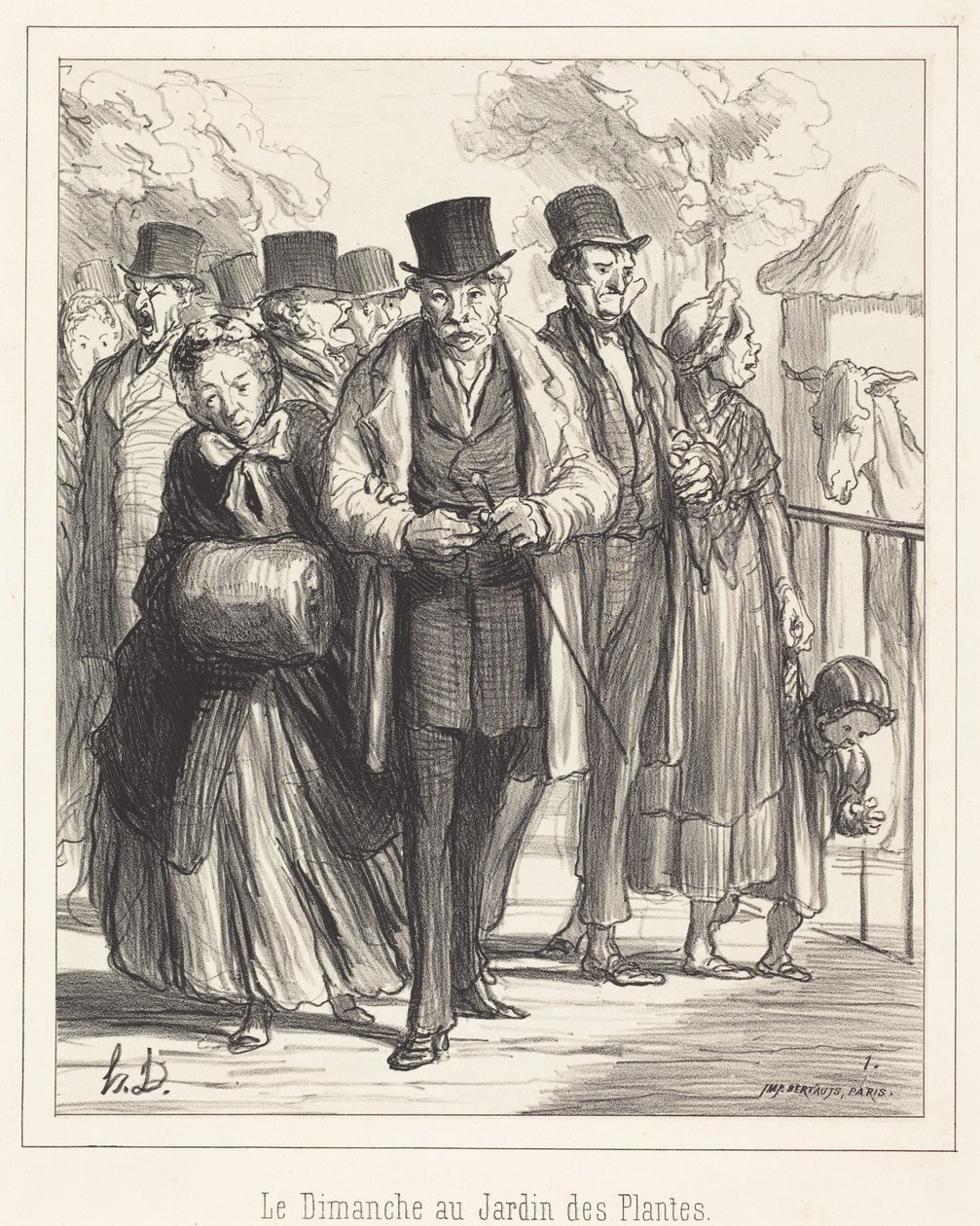 Sunnuntai Jardin des Plantesissa tekijältä Honoré Daumier