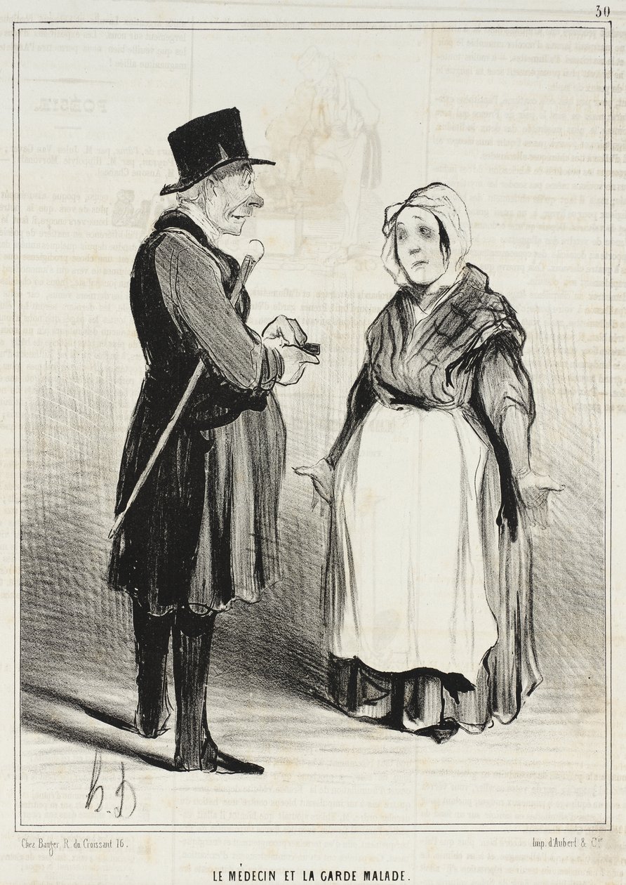 Lääkäri ja sairaanhoitaja tekijältä Honoré Daumier