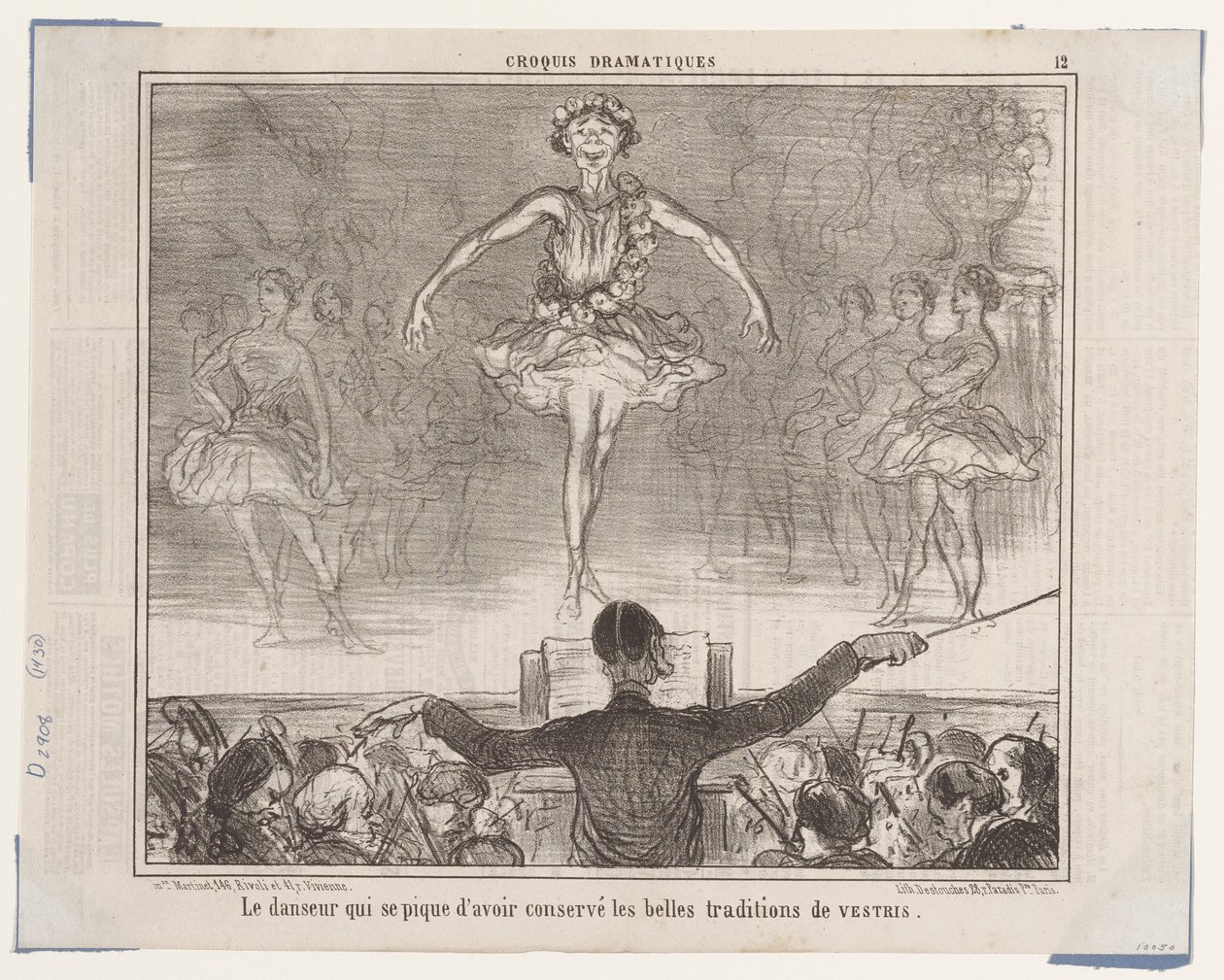 Tanssija, joka ylpeilee sillä, että... (Dramaattisia luonnoksia), julkaisusta Le Charivari tekijältä Honoré Daumier