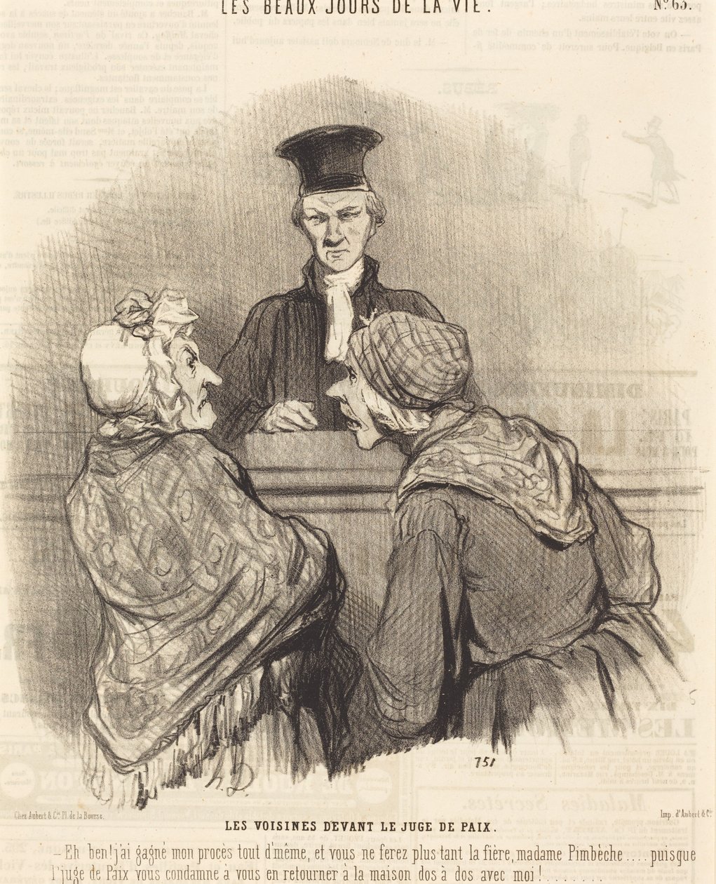 Naapurinaiset rauhantuomarin edessä tekijältä Honoré Daumier