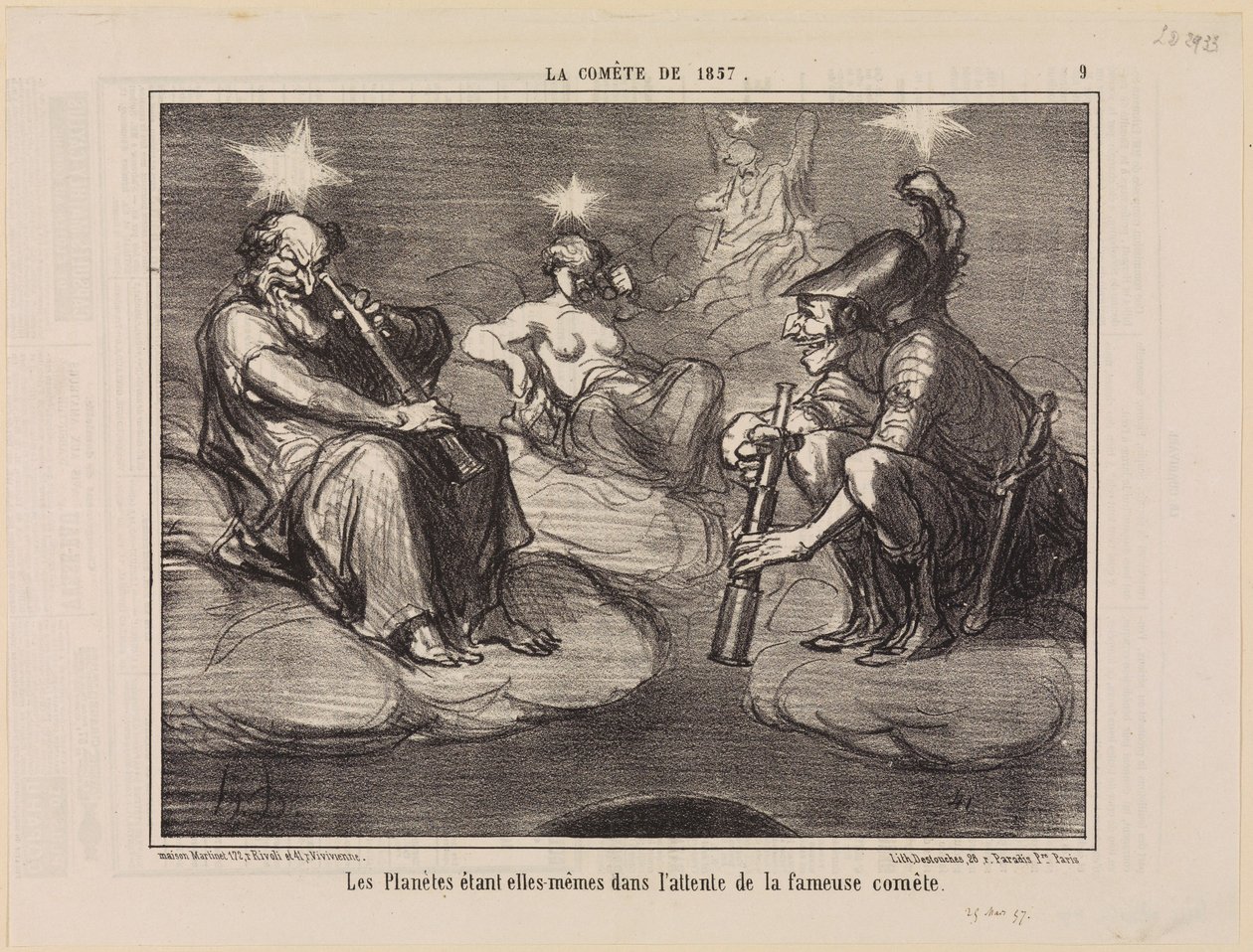 Planeetat itse odottamassa kuuluisaa komeettaa (Vuoden 1857 komeetta, lehti 9) tekijältä Honoré Daumier