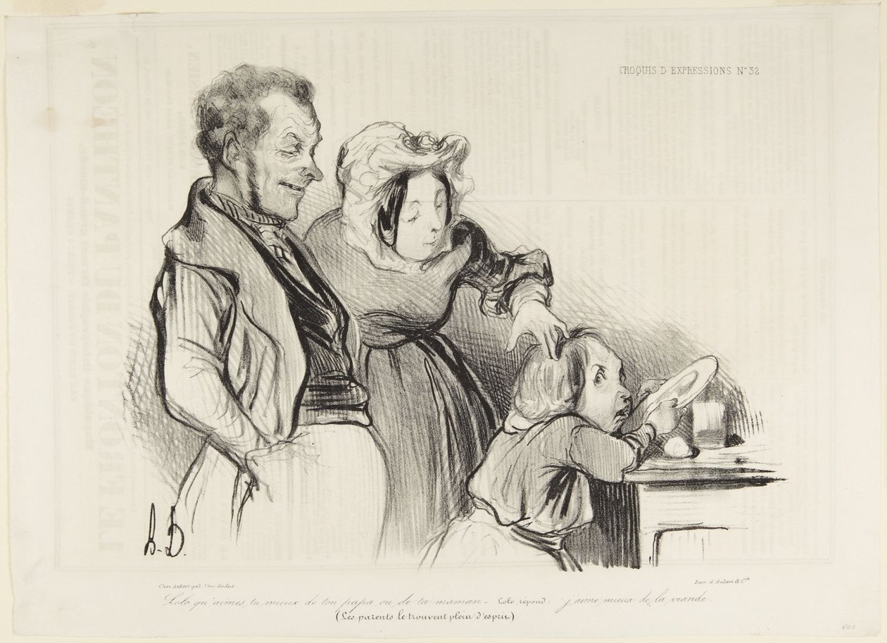 Lolo, kummasta pidät enemmän, isästäsi vai äidistäsi ... tekijältä Honoré Daumier