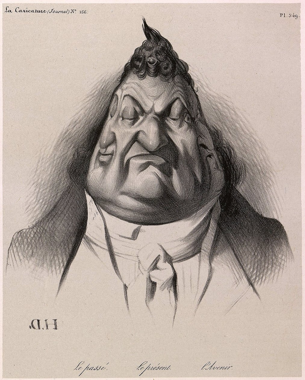 Louis-Philippe näkee Daumier - Menneisyys - Nykyisyys - Tulevaisuus - La Caricaturesta - 1834 - Honore Daumier - Kuvitus sanomalehdestä: "" La Caricature"", 9. tammikuuta tekijältä Honoré Daumier