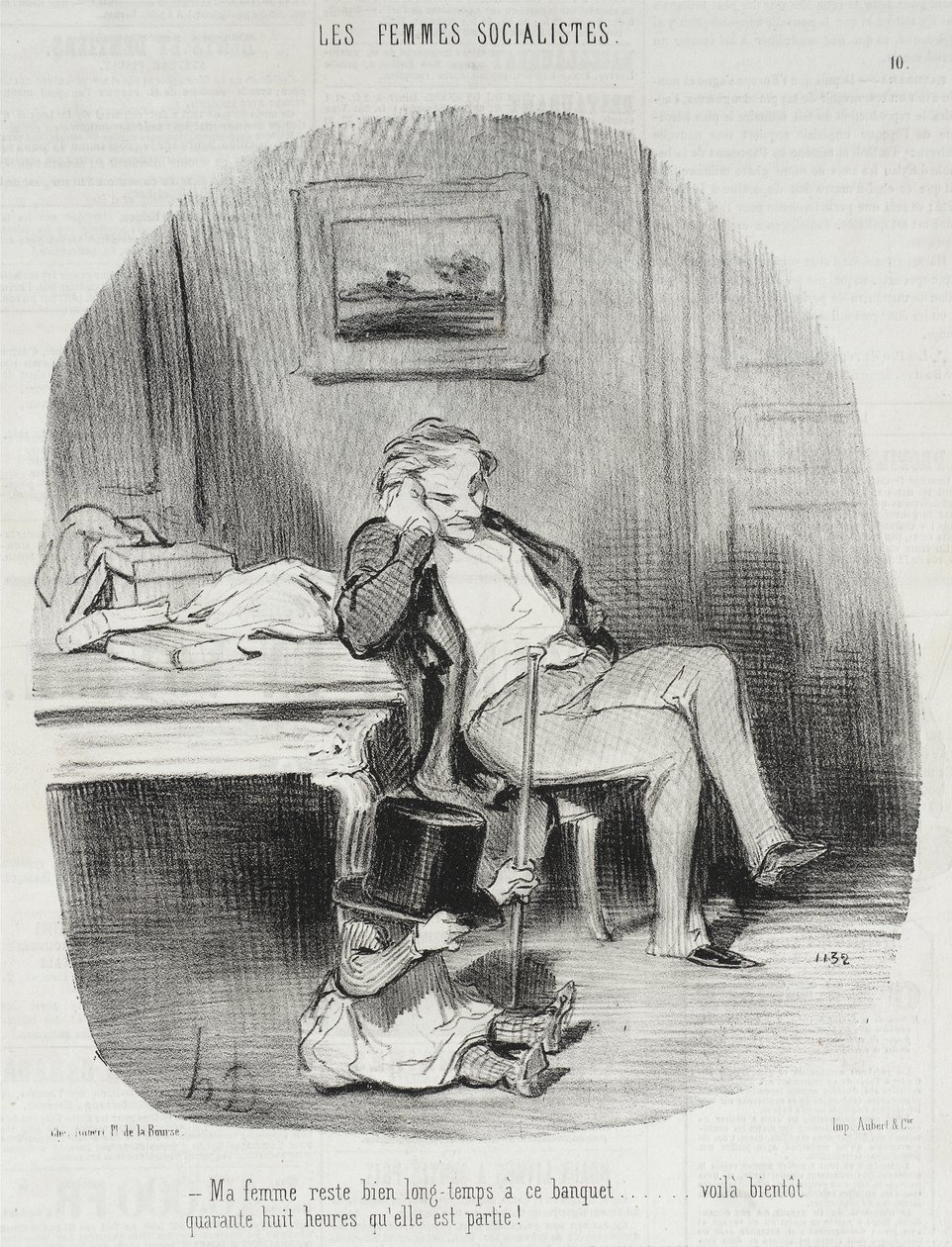 Vaimoni viipyy melko pitkään näissä pidoissa... tekijältä Honoré Daumier