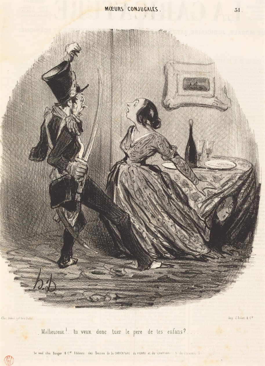 Onneton! Aiotko siis tappaa lastesi isän? tekijältä Honoré Daumier