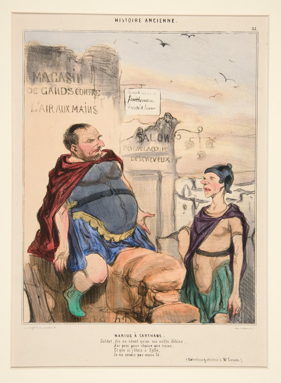 Marius Karthagossa. Sotilas, kerro senaatille, että olen jalossa ahdingossani ... teoksesta "Muinainen historia" tekijältä Honoré Daumier