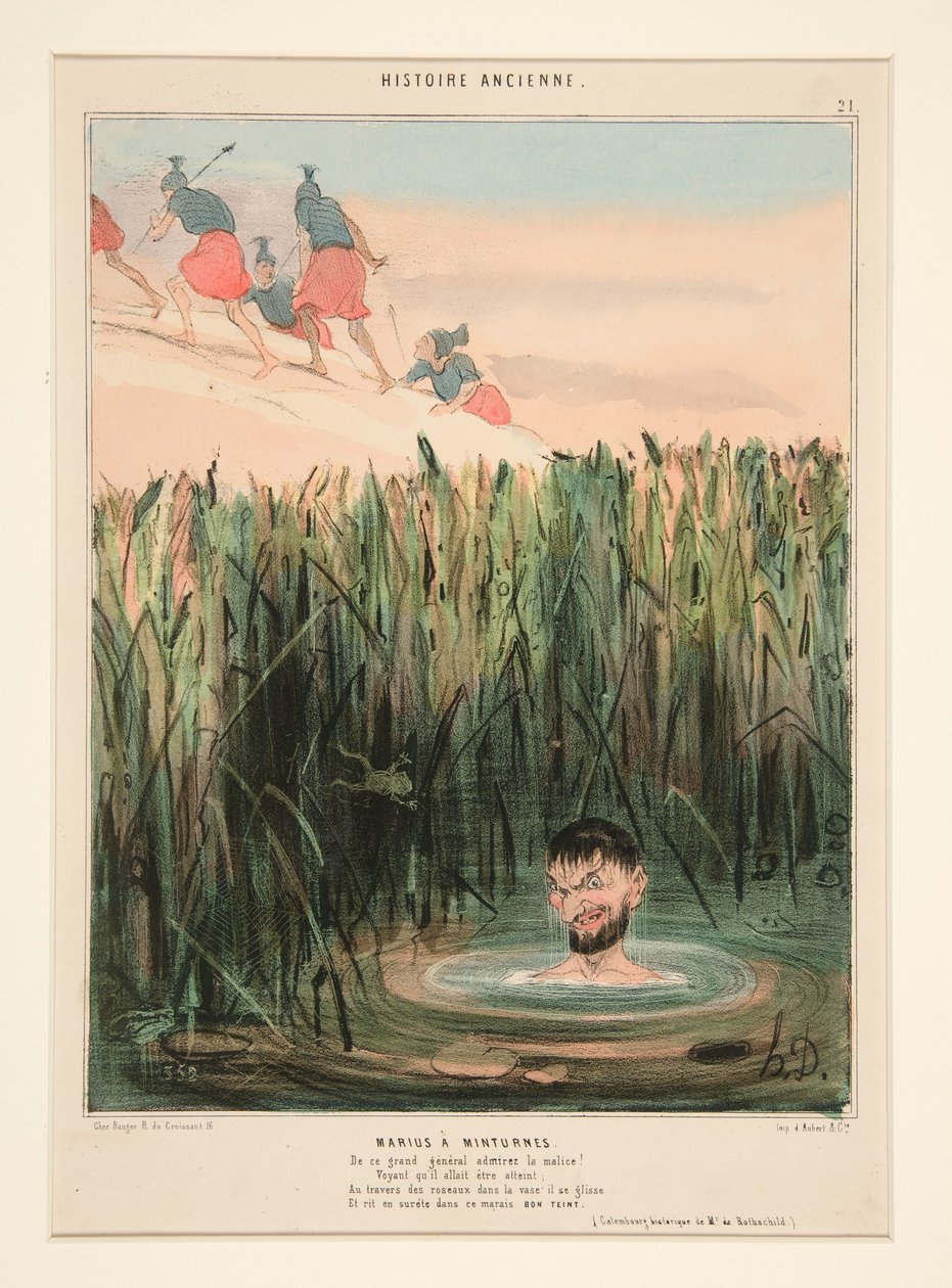 Marius Minturnaessa. Ihailkaa tämän suuren sotapäällikön viekkautta ... teoksesta Histoire Ancienne tekijältä Honoré Daumier