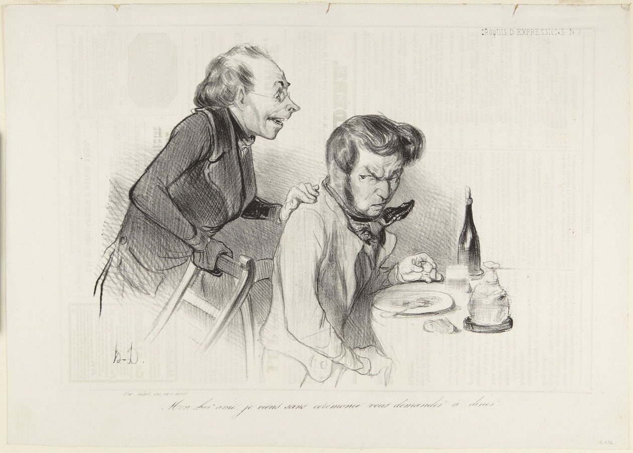 Hyvä ystäväni, tulen kursailematta pyytämään teiltä päivällistä tekijältä Honoré Daumier