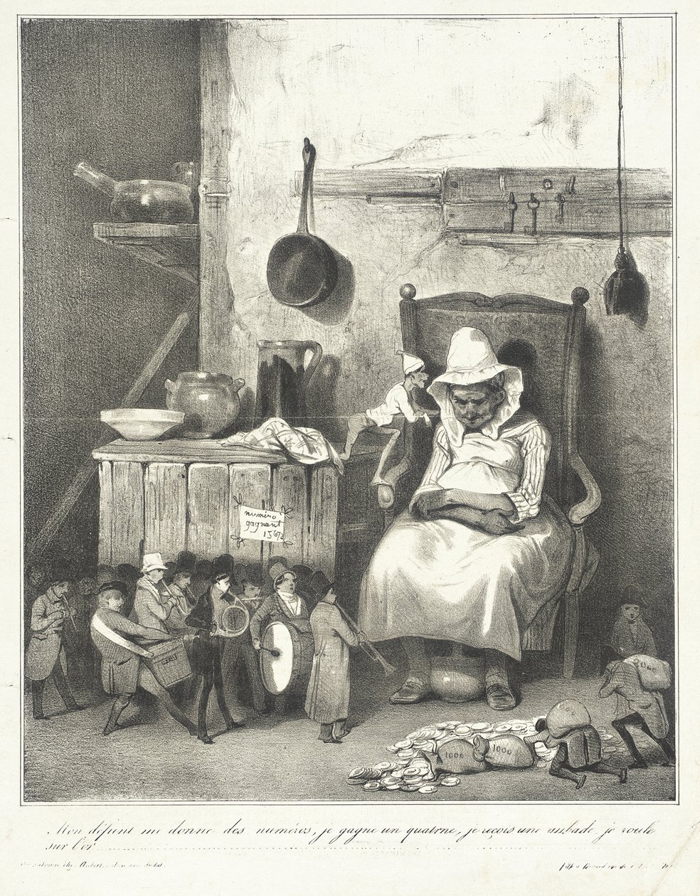Vainajani antaa minulle numeroita... tekijältä Honoré Daumier