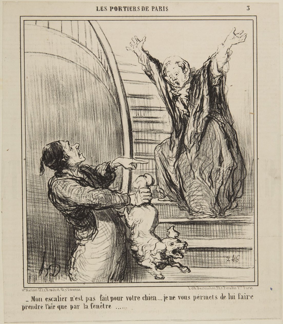 Portaitani ei ole tehty teidän koirallenne..., numero 3 sarjasta Pariisin ovenvartijat julkaisusta Le Charivari tekijältä Honoré Daumier