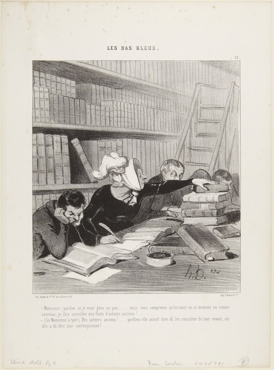 Hyvä herra, suokaa anteeksi, jos häiritsen teitä hieman ..., numero 13 sarjasta ”Sinisukat” tekijältä Honoré Daumier