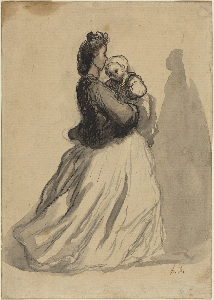 Äiti ja vauva tekijältä Honoré Daumier