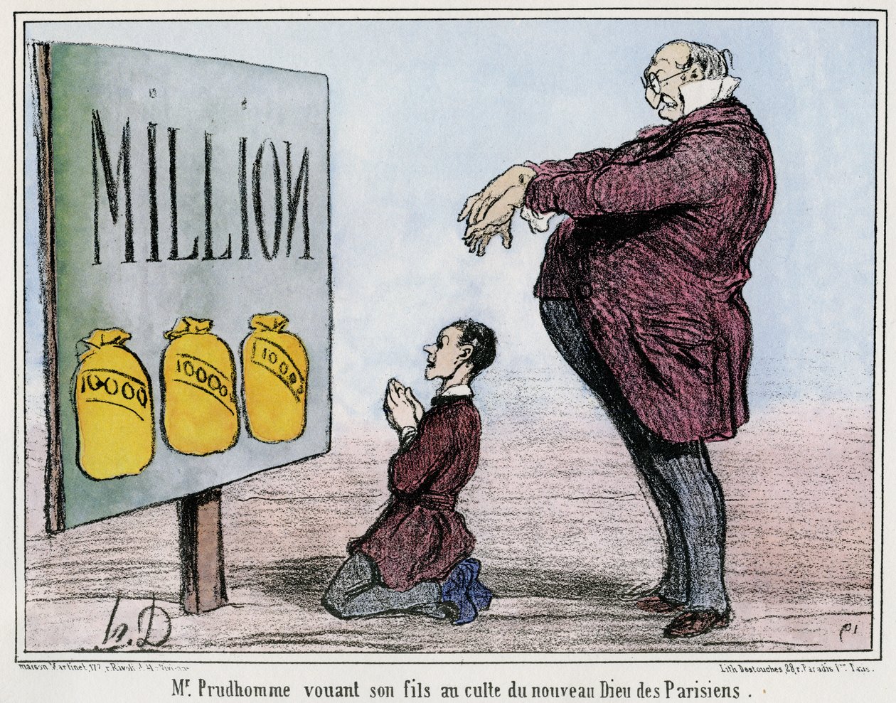Prudhomme omistaa poikansa Pariisin uuden jumalan kultille. tekijältä Honore Daumier