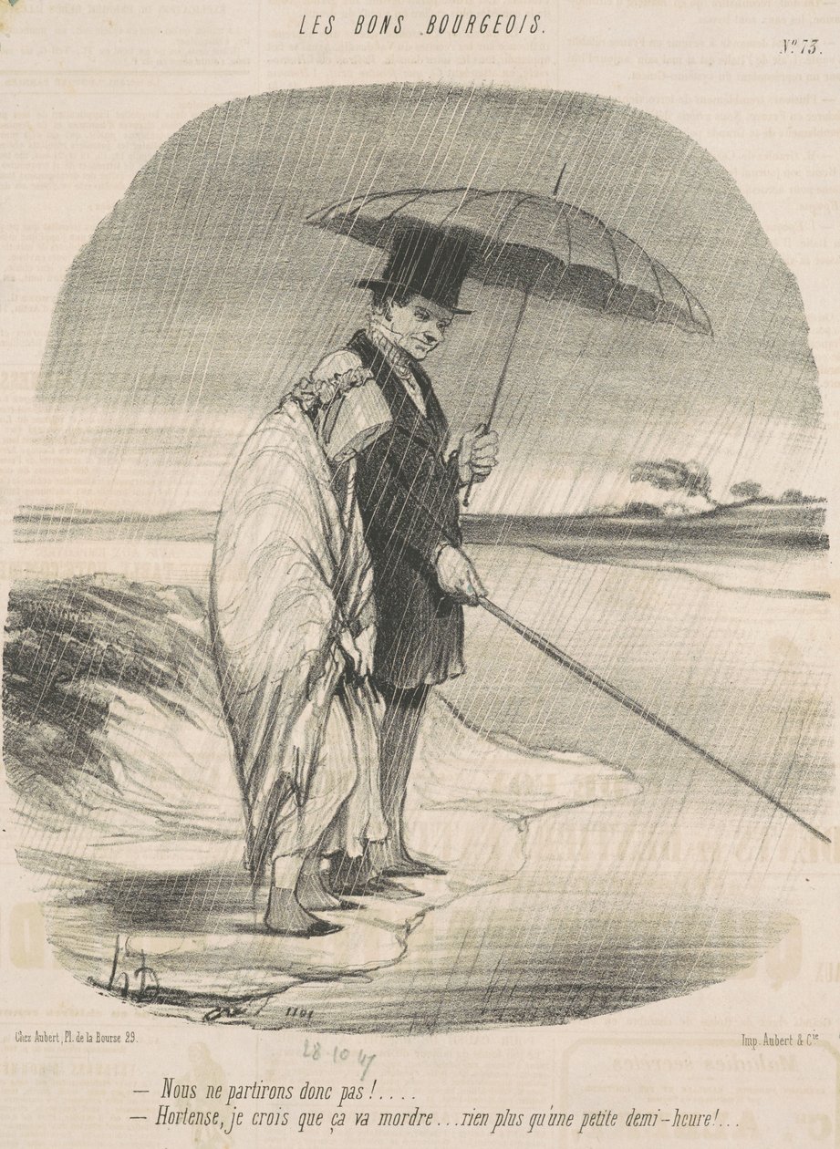 Emmekö siis lähdekään! - Hortense, luulen, että ne kohta nappaavat ... Vain vielä pieni puoli tuntia! tekijältä Honoré Daumier