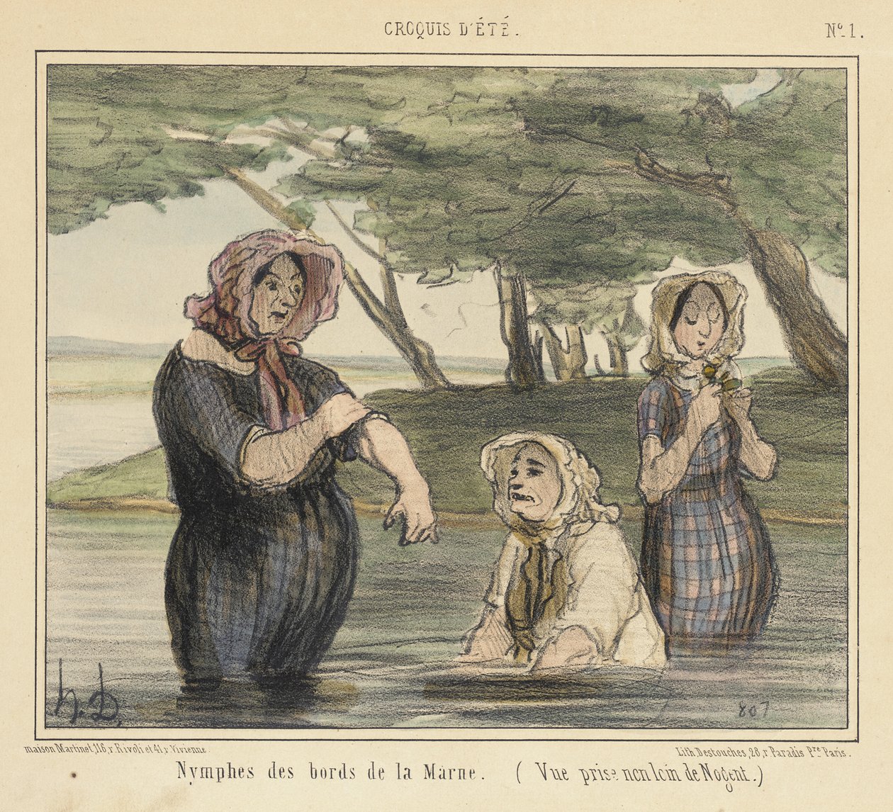 Marnejoen rantojen nymfit tekijältä Honoré Daumier