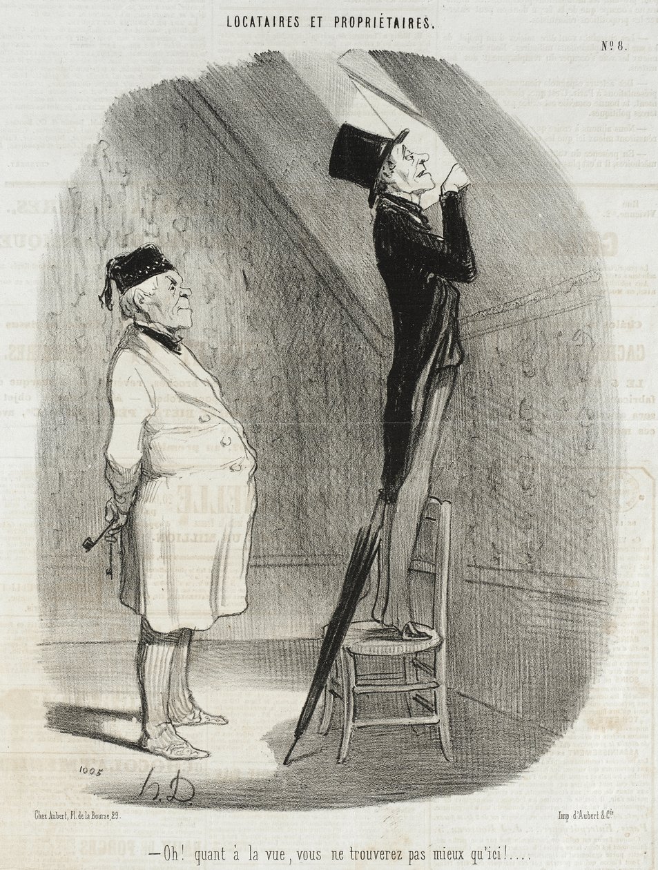 Voi! Mitä näköalaan tulee, ette löydä parempaa kuin täältä! tekijältä Honoré Daumier