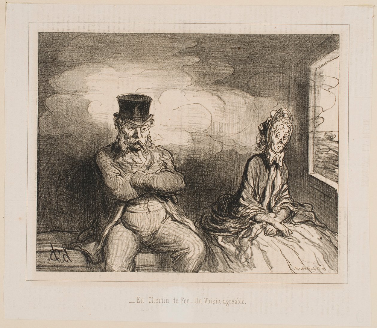 Junassa... Miellyttävä matkakumppani tekijältä Honoré Daumier