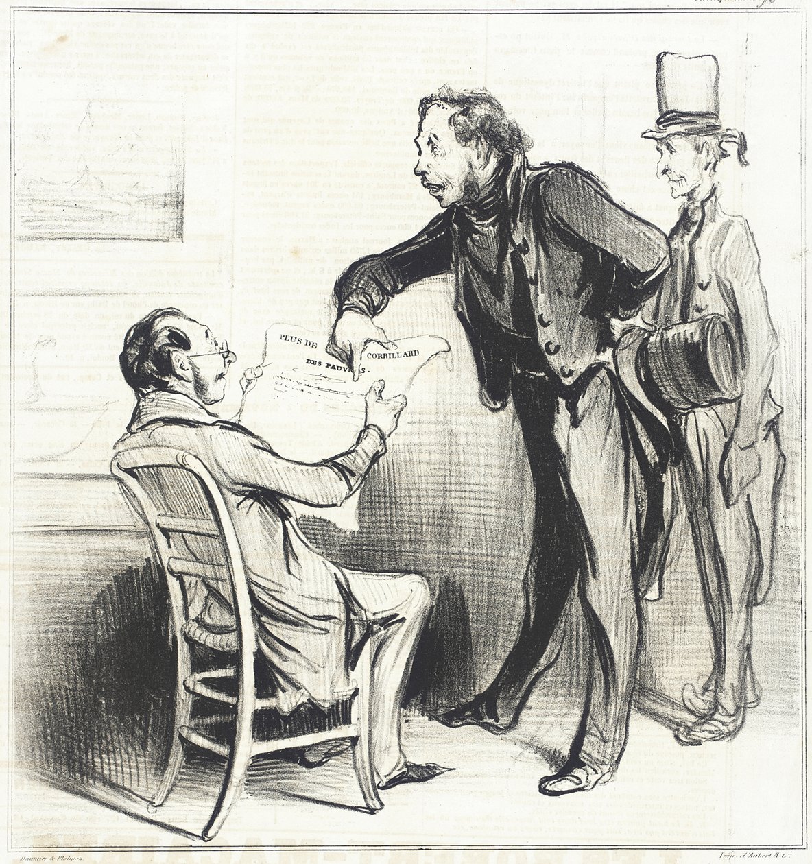Kyllä, herra, pientä vakuutuksemme tilausmaksua vastaan... tekijältä Honoré Daumier