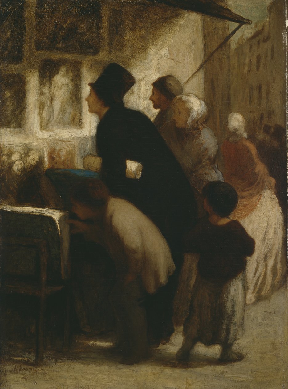 Printin ulkopuolella? Myyjän kauppa, n. 1860-1863 tekijältä Honoré Daumier