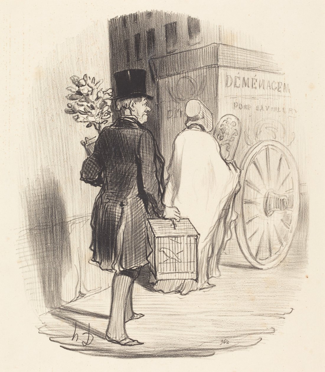 Pariisilainen kuljetus toiselle alueelle... tekijältä Honoré Daumier