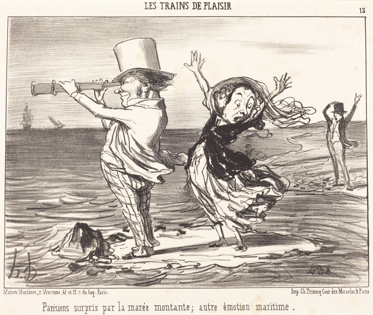 Vuoroveden yllättämät pariisilaiset... tekijältä Honoré Daumier