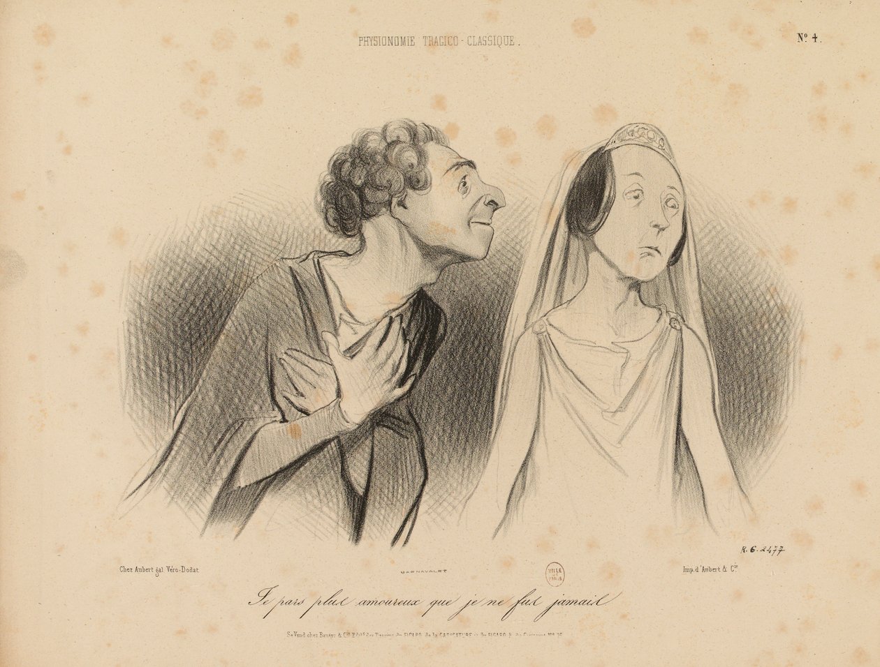 Traagis-klassisia kasvonpiirteitä. / Lähden rakastuneempana kuin koskaan ennen / Nro 4. tekijältä Honoré Daumier