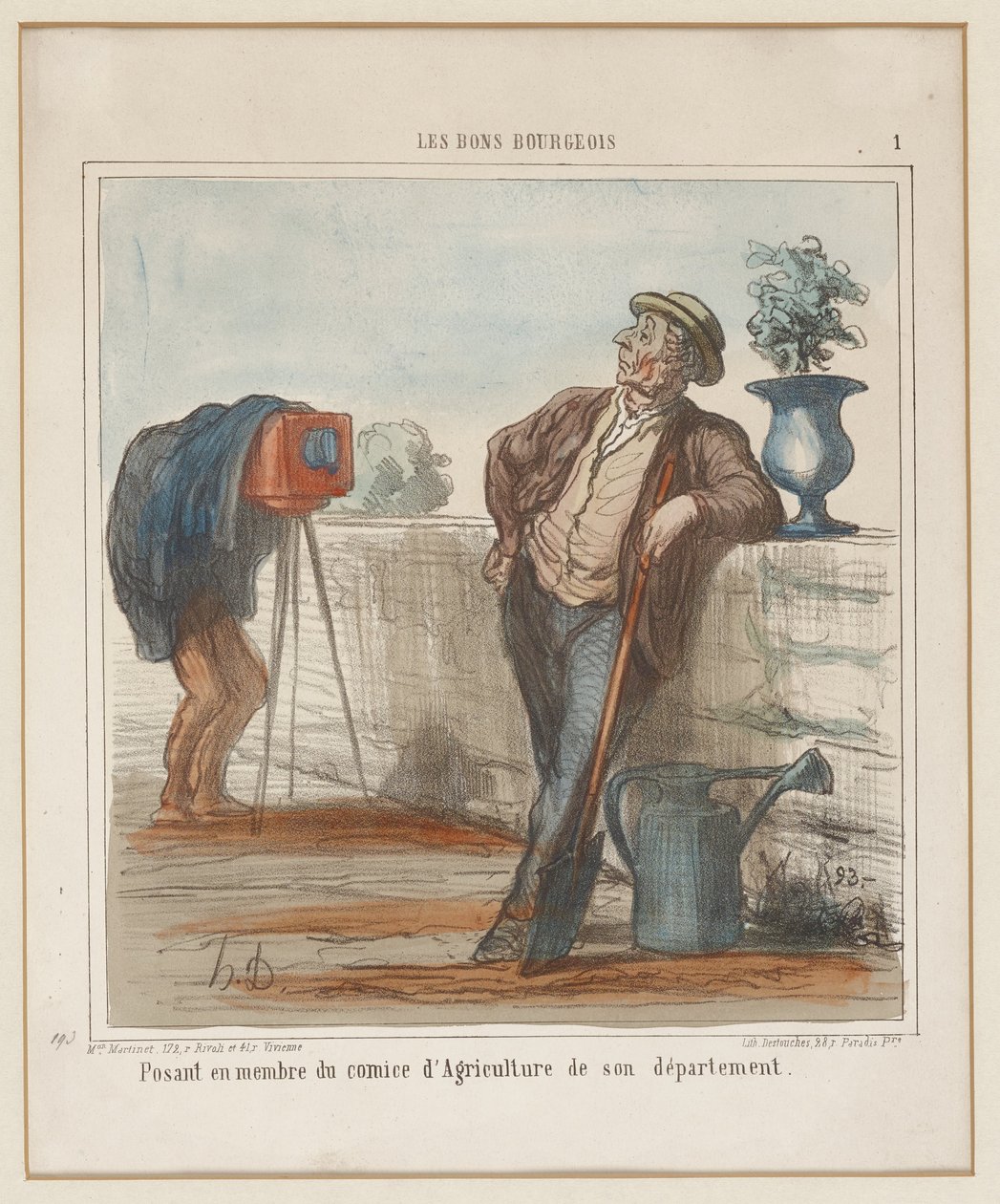 Poseeraamassa departementtinsa maatalousnäyttelyn jäsenenä. (Kunnon porvarit nro 1), Charivari-lehdestä tekijältä Honoré Daumier