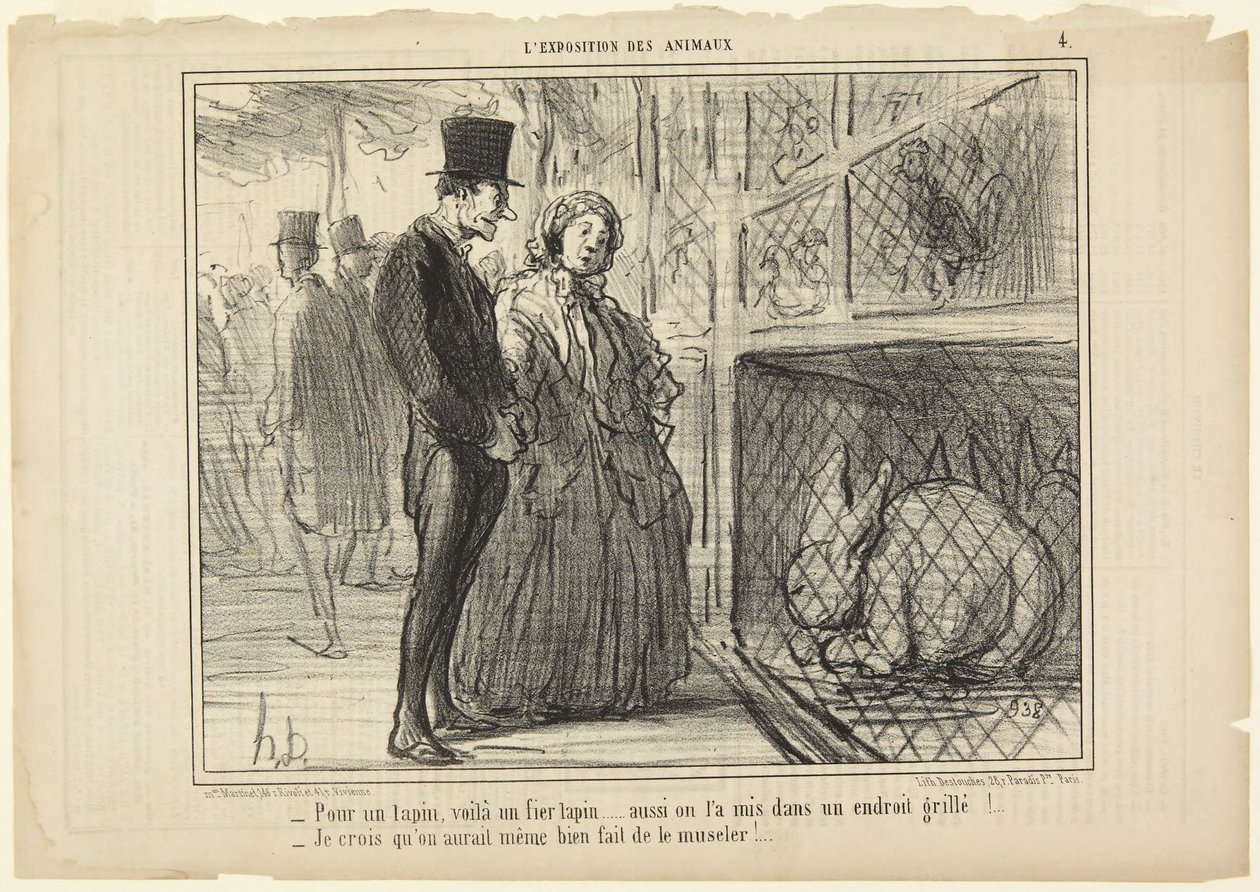 Kaniiniksi se on kyllä ylpeä kaniini..., numero 4 sarjasta Eläinten näyttely Le Charivarista tekijältä Honoré Daumier