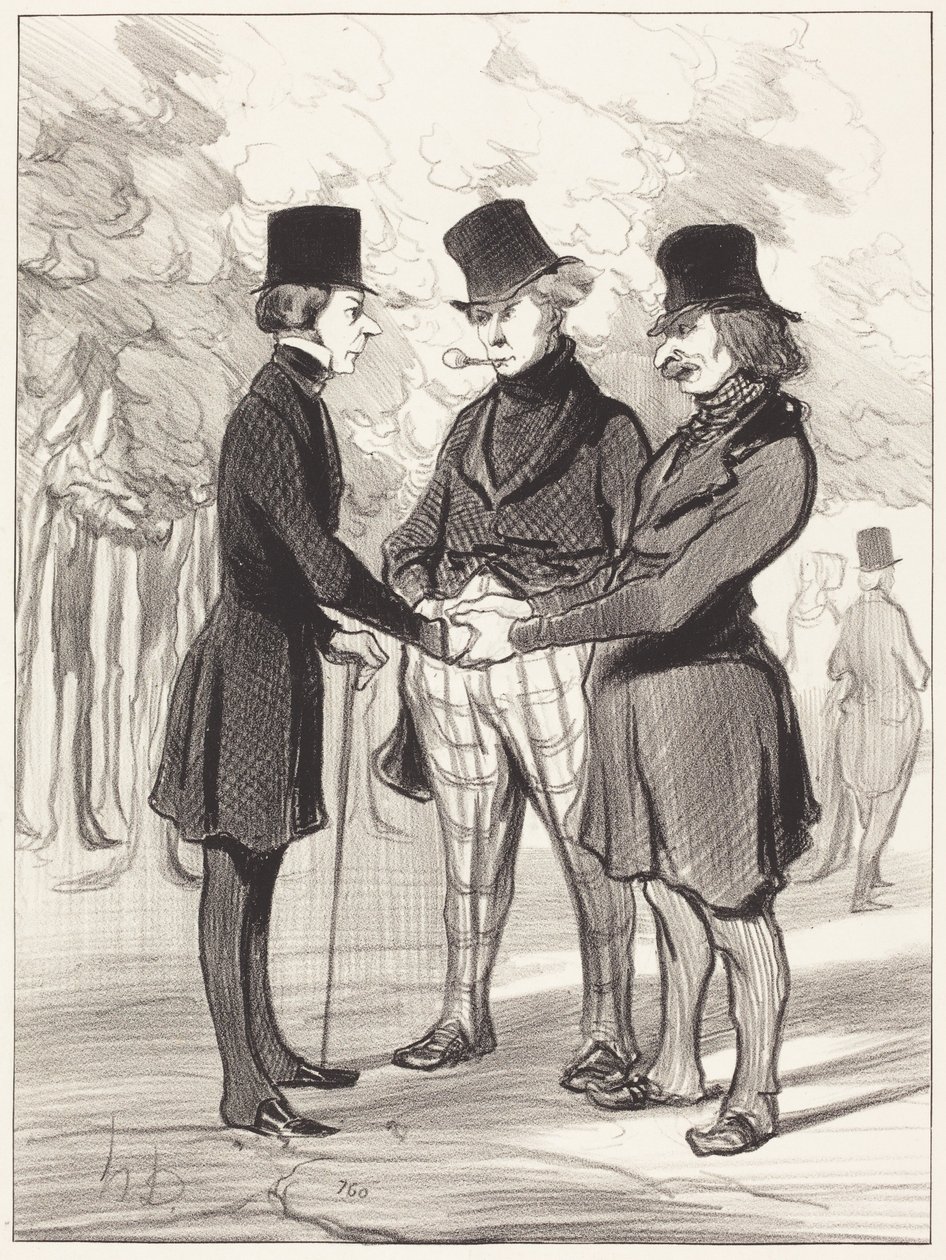 Mikä onnellinen kohtaaminen!... Sehän on... tekijältä Honoré Daumier