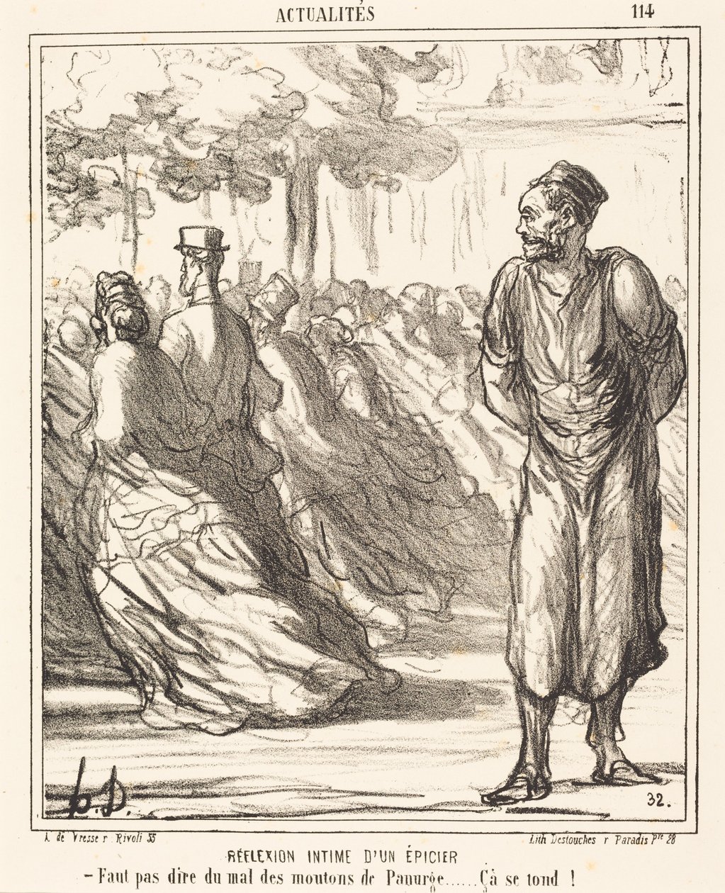 Ruokakauppiaan sisäinen pohdinta tekijältä Honoré Daumier