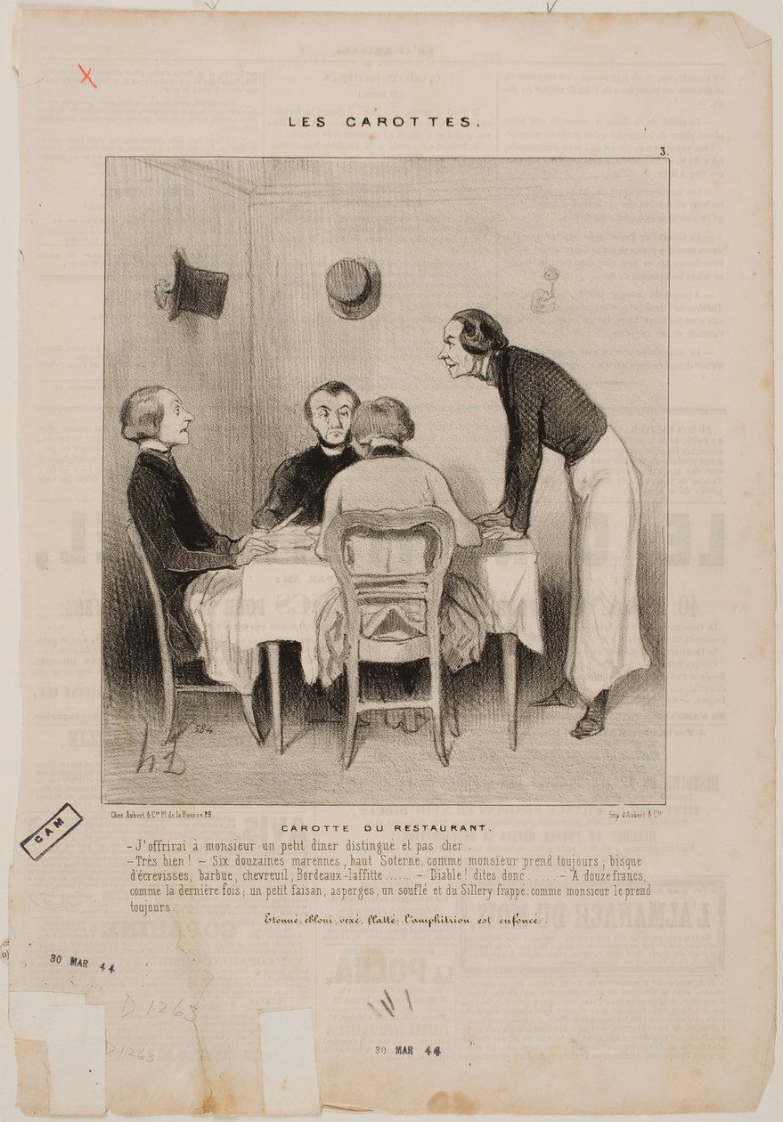 Ravintolahuijaus tekijältä Honoré Daumier