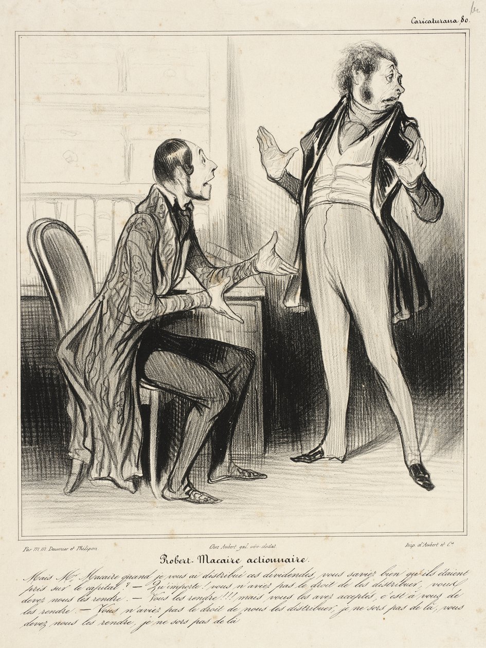 Robert Macaire osakkeenomistajana tekijältä Honoré Daumier