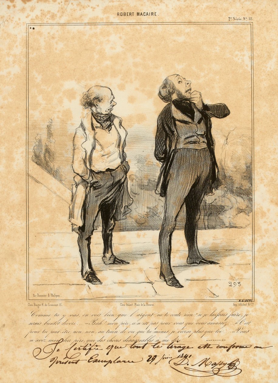 Robert Macaire Nr. 18: Wie du vorgehst, man sieht, dass Geld dir nichts kostet... tekijältä Honoré Daumier
