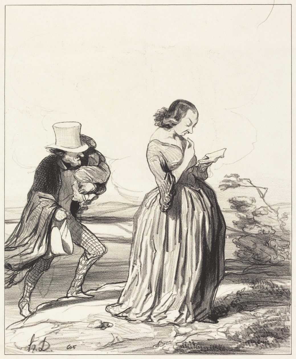 Voi jukra!... kuinka toivonkaan... että vaimoni olisi jo saanut homman valmiiksi... tekijältä Honoré Daumier