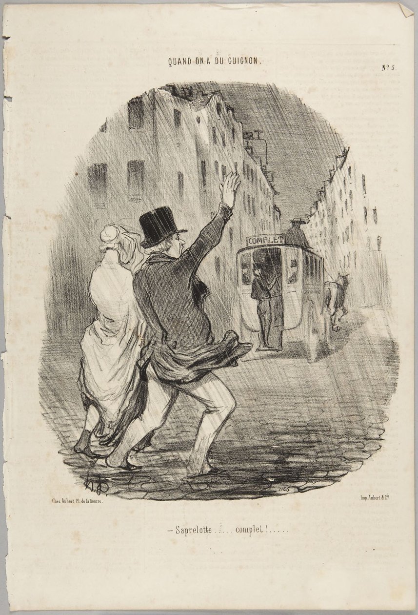 Pahus... täydellinen!, numero 5 sarjasta Kun on huonoa onnea, julkaisusta Le Charivari tekijältä Honoré Daumier