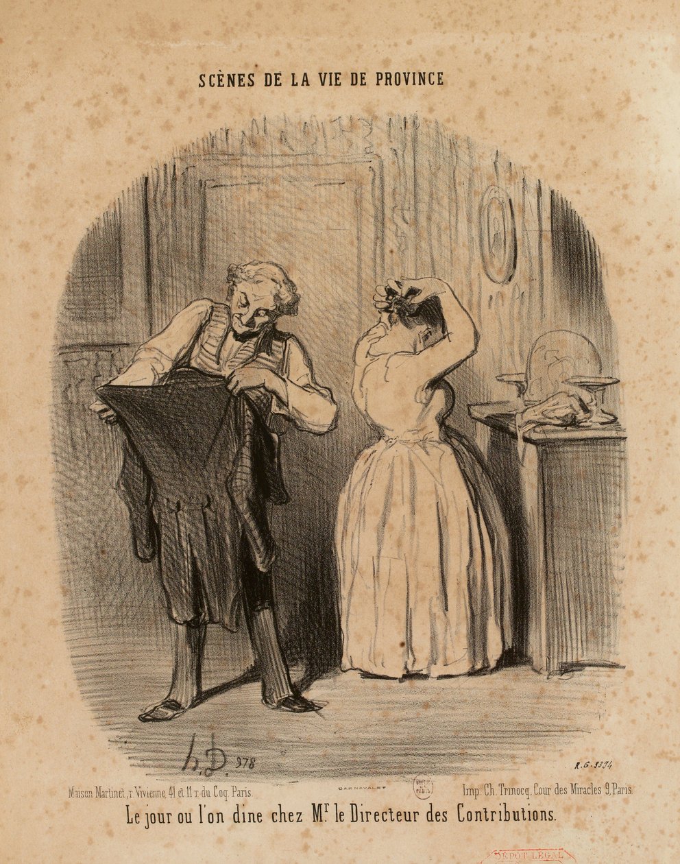 Kohtauksia elämästä maakunnassa. Päivä, jolloin syödään illallista herra ... johtajan luona tekijältä Honoré Daumier
