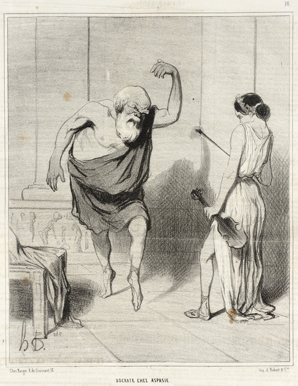 Sokrates Aspasian luona tekijältä Honoré Daumier