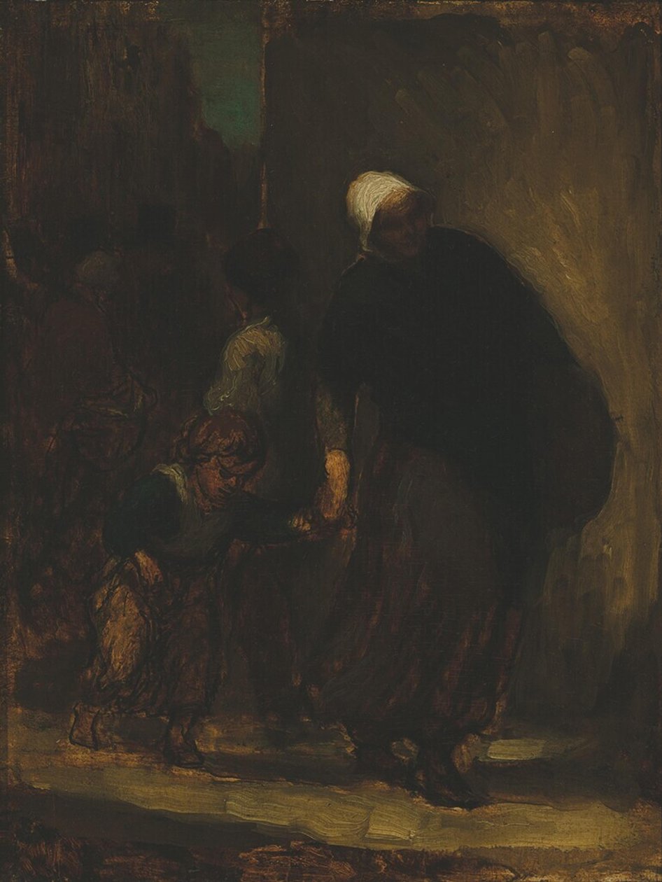 Katukohtaus, n.1864 (öljy paneelille) tekijältä Honoré Daumier