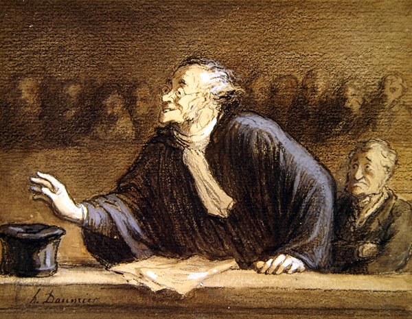 Lakimies (akvarelli ja liitu paperille) tekijältä Honoré Daumier
